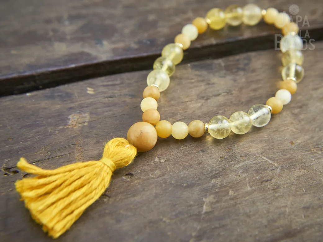 Topaz and Yellow Fluorite Wrist Mala