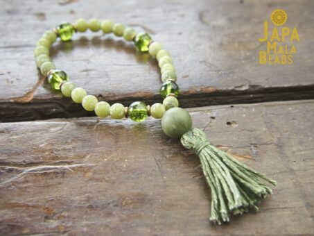 Jade and Peridot wrist mala