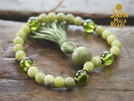 Jade and Peridot bracelet mala beads