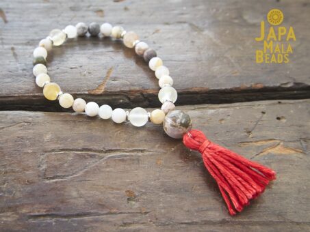 Rutilated Quartz and Citrine Bracelet Meditation Mala