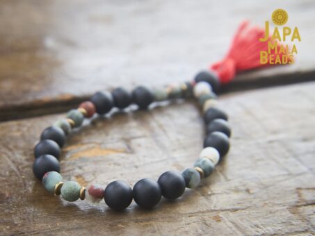 Black Obsidian and African Bloodstone hand mala