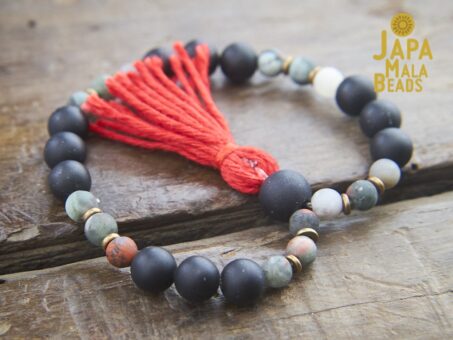 Black Obsidian and African Bloodstone wrist mala