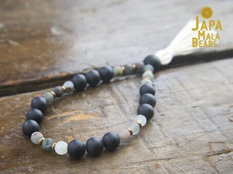 Black Obsidian and African Bloodstone wrist mala