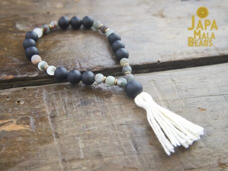 Black Obsidian and African Bloodstone bracelet mala