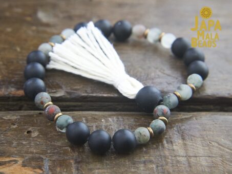 Black Obsidian and African Bloodstone bracelet mala