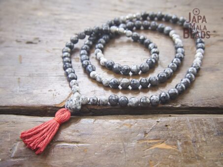 Sesame Jasper and Blue Labradorite Necklace Mala