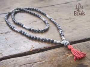 Sesame Jasper and Blue Labradorite Necklace Mala