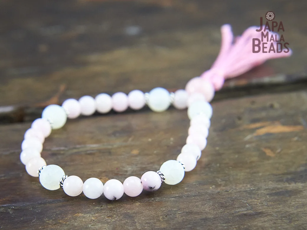 Cherry Blossom Jasper and White Agate Hand Mala