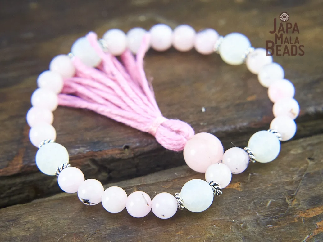 Cherry Blossom Jasper and White Agate Bracelet Mala