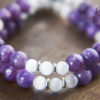 Purple Lepidolite and White Cat's Eye Mala Beads