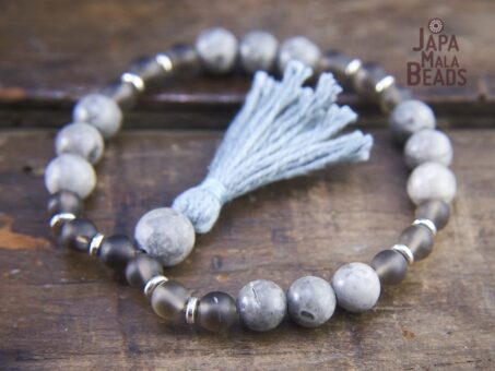 Maifanite and Smoky Quartz Bracelet Mala