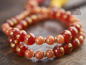 Red Agate and Aventurine Mala Beads