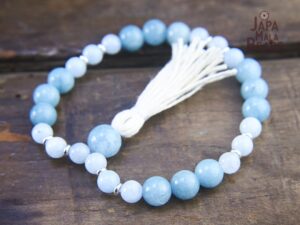 Blue Jade and Aquamarine Bracelet Mala
