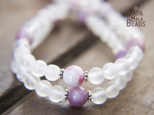 Purple Tourmaline Crystal Quartz mala beads