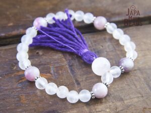 Purple Tourmaline Crystal Quartz bracelet mala