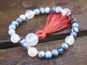 Blue Agate and Selenite Bracelet Mala