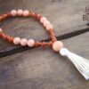 Peach Calcite and Carnelian Wrist Mala