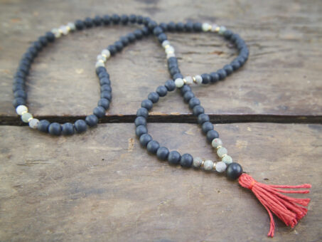 Black Obsidian and African Bloodstone Necklace Mala