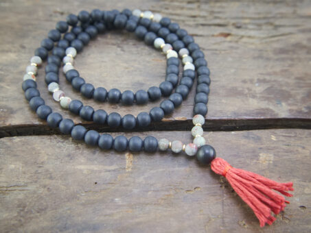 Black Obsidian and African Bloodstone Necklace Mala