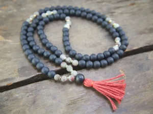 Black Obsidian and African Bloodstone Necklace Mala