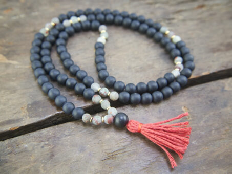 Black Obsidian and African Bloodstone Necklace Mala