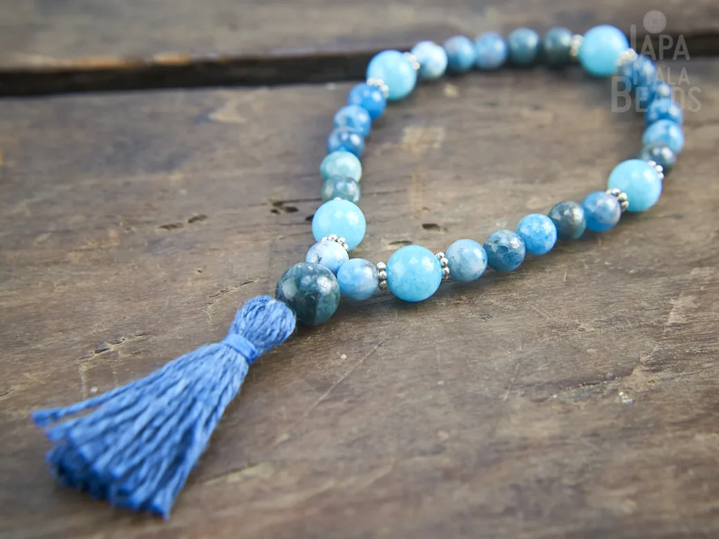 Apatite and Blue Jade Wrist Mala
