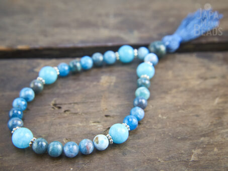 Apatite and Blue Jade Wrist Mala