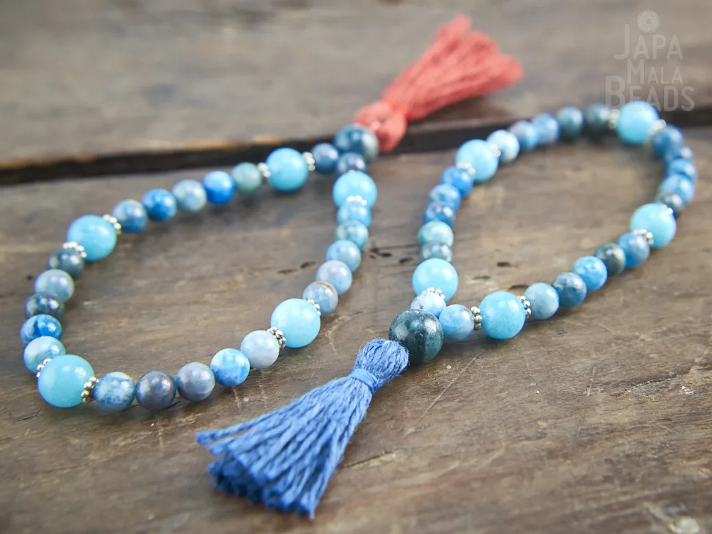 Apatite and Blue Jade Bracelet Malas