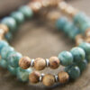 Green Apatite and Agarwood Mala Beads