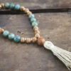 Green Apatite and Agarwood Wrist Mala