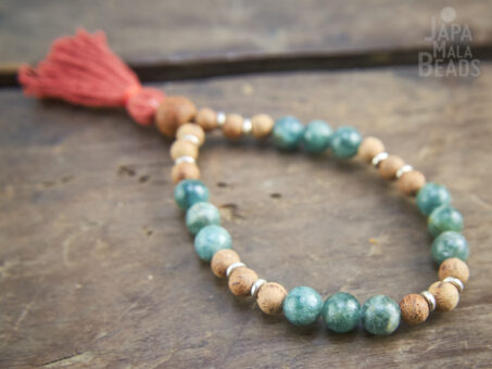 Green Apatite and Agarwood Wrist Mala
