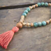 Green Apatite and Agarwood Wrist Mala