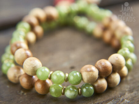 Green Garnet and Cedarwood Mala Beads
