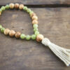 Green Garnet and Cedarwood Wrist Mala