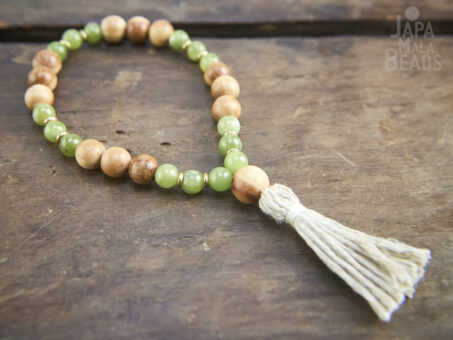 Green Garnet and Cedarwood Wrist Mala