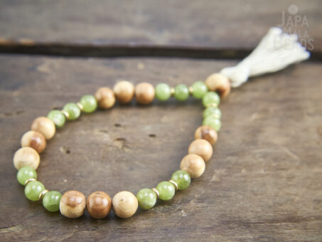 Green Garnet and Cedarwood Wrist Mala