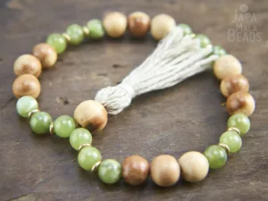 Green Garnet and Cedarwood Bracelet Mala
