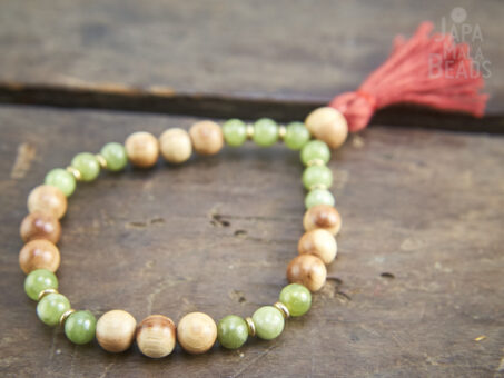 Green Garnet and Cedarwood Wrist Mala