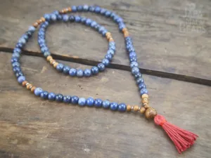 Dumortierite and Kakawate Full Mala