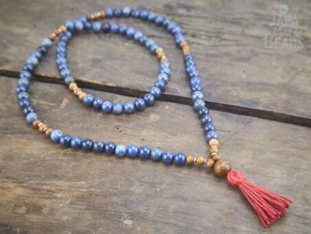 Dumortierite and Kakawate Full Mala