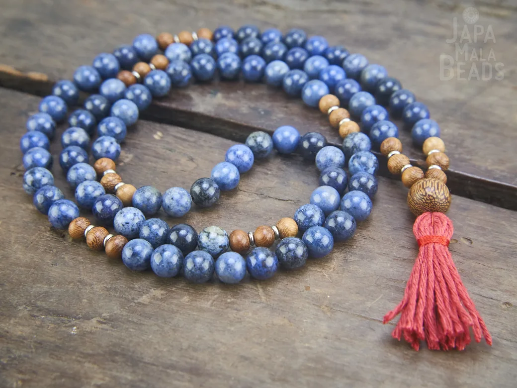 Dumortierite and Kakawate Full Mala Dumortierite and Kakawate 108 Bead Mala