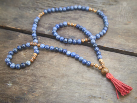Dumortierite and Kakawate Full Mala