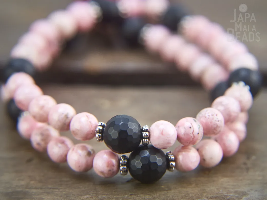 Rhodonite Onyx mala beads