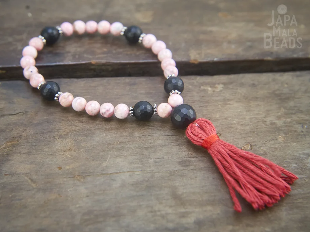 Rhodonite Onyx bracelet mala