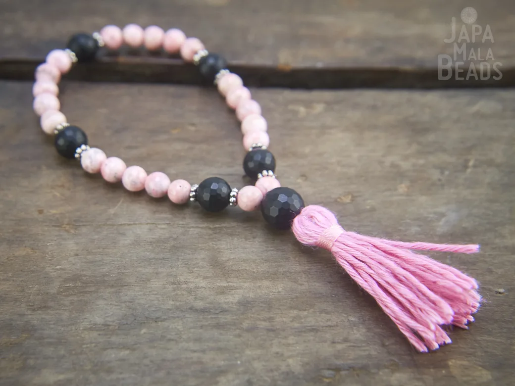 Rhodonite Onyx bracelet mala