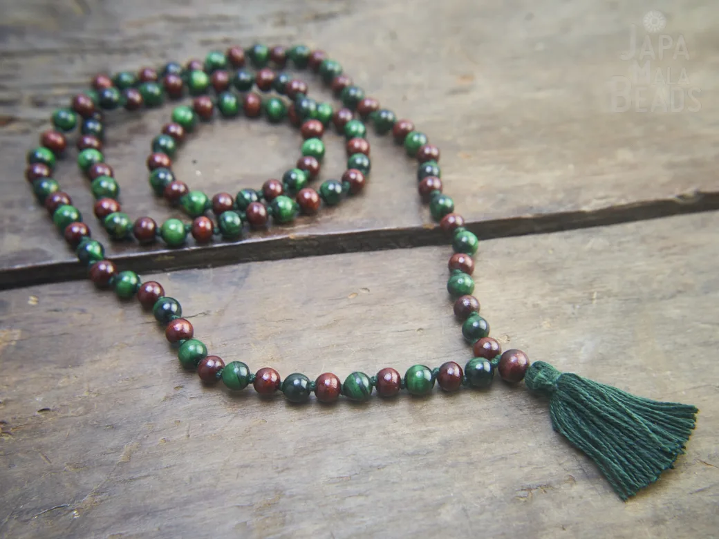 Malachite and Rosewood Full Mala Rosewood Malachite necklace mala