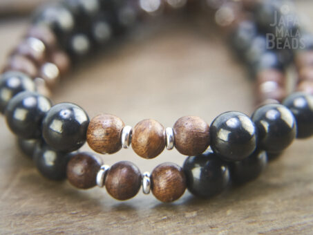 Shungite and Sandalwood mala beads