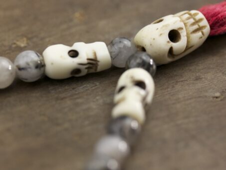 Tourmalated Quartz and Bone Mala