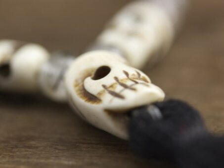 Tourmalated Quartz and Bone Mala