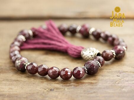 Garnet, Pyrite and Silver Mala